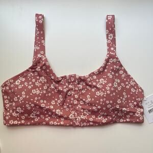 Andie Swim The Snap Scoop Top Women's XL Ditsy Floral Rose Pink NWT